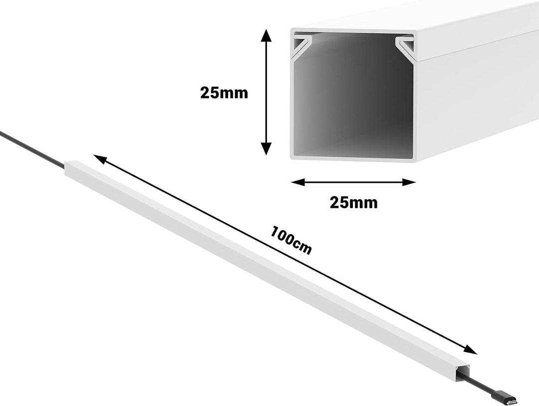 CILSON Kabelkanal 20 m | 20x 1 m Lang, 25x25 mm Breite x Höhe, Weiss, Selbstklebend, Wand- und Decke