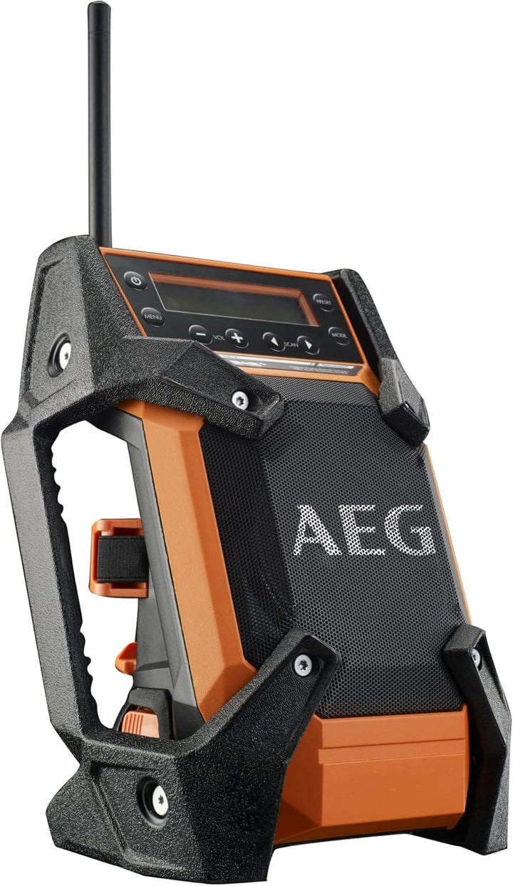 AEG Baustellenradio mit DAB+ FM, 18 V, für Netz- oder Akkubetrieb, robustes Gehäuse, ohne Akku – BR1
