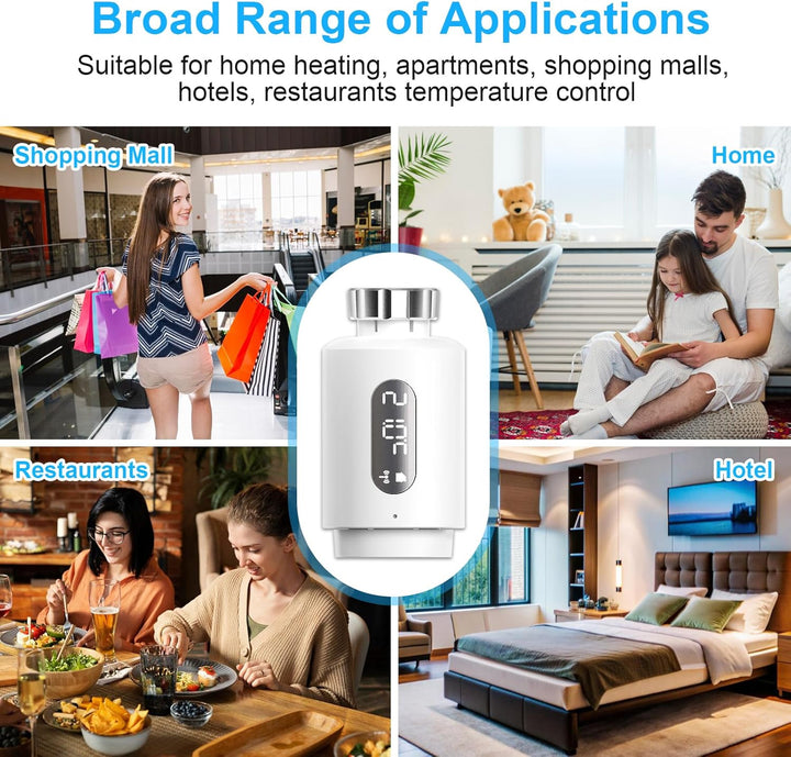 Smart Heizkörperthermostat mit APP ANTELA Digitales Display zur Kontrolle der Heiztemperatur, Kompat