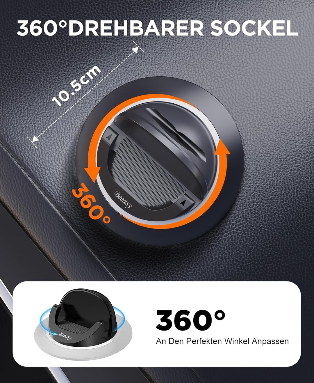 Beeasy Handyhalterung Auto, Handy Halterung Auto Armaturenbrett Kfz Handyhalter 360° Drehbar Autohal