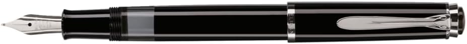 Pelikan Füllhalter Classic 205, Schwarz, Feder M (mittel), hochwertiger Kolbenfüller im Geschenk-Etu