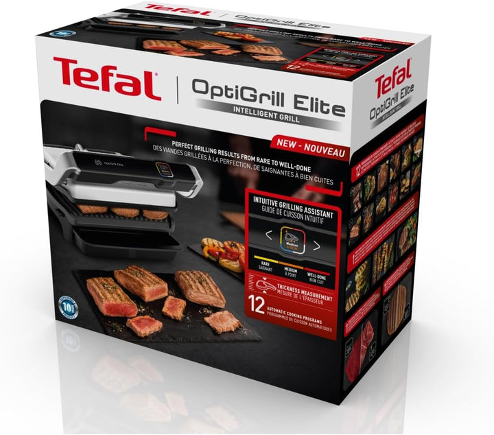 Tefal Optigrill Elite GC750D | Kontaktgrill | Elektrischer Indoor-Grill | 12 automatische Grillprogr