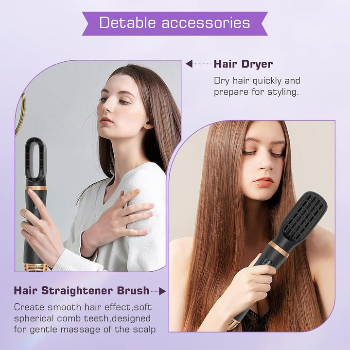Air styler 6 in 1 Haarstyler, 1000W Warmluftbürste Set mit Hairstyler 200 Millions lonen Föhnbürste