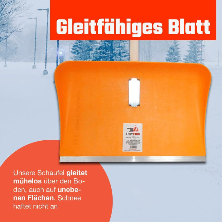 SHW-FIRE Schneeschieber aus geschäumtem Kunststoff mit 150 cm langem Ovalstiel und robuster Alu-Kant