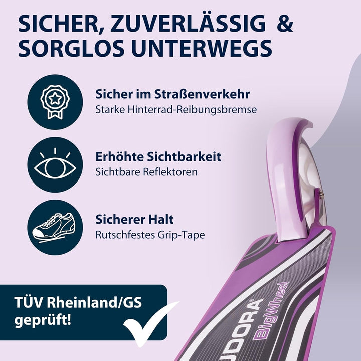 HUDORA BigWheel Scooter 205 - Stabiler Aluminium-Roller - Höhenverstellbarer & zusammenklappbarer Ci