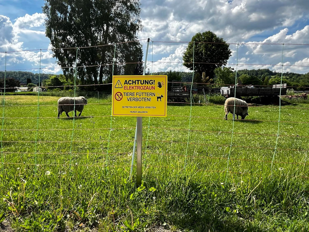 5 Stück XXL Achtung ! Elektrozaun Tiere füttern Weide betreten verboten Schild 30 x 40 cm aus stabil
