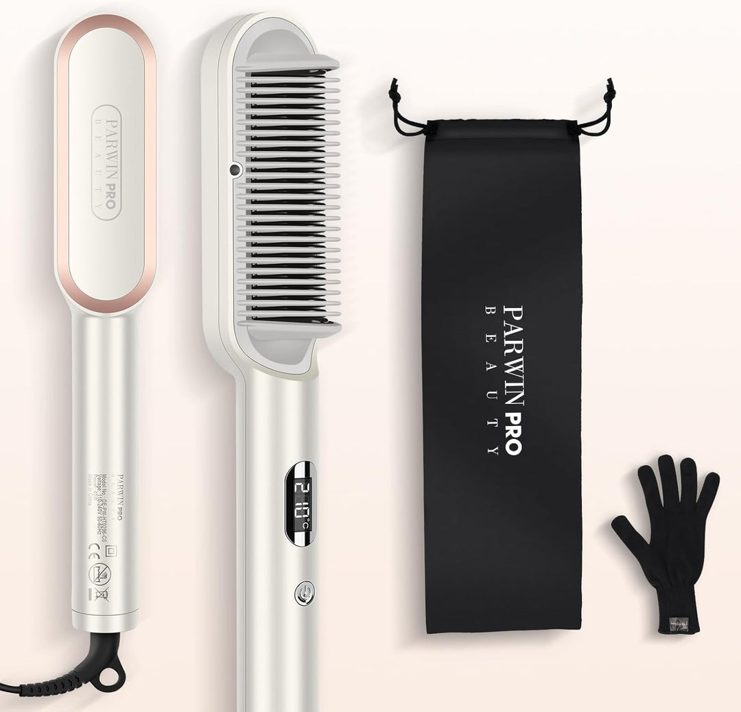 Ionen Glättbürste - PARWIN PRO BEAUTY Haarglätter Bürste - Glättungsbürste mit LED-Anzeige - Hair St