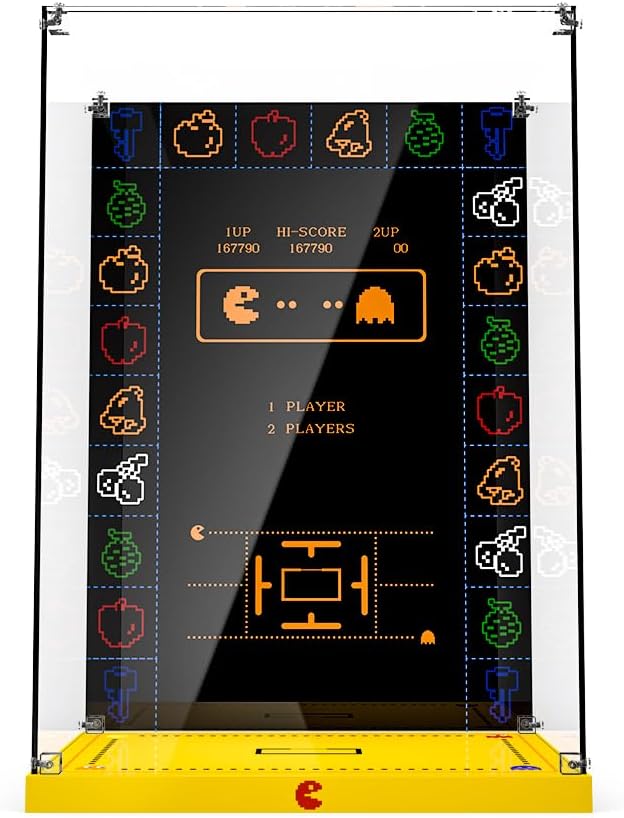 cooldac Acryl Vitrine Box für Lego-10323 Icons PAC-Man Spielautomat Bausteine Modell, staubdicht Tra