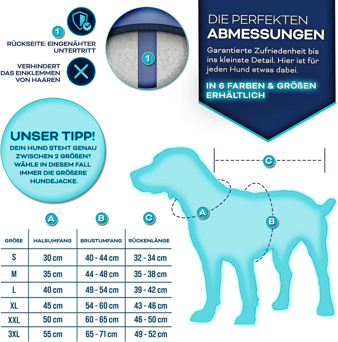 TRESKOยฎ Hundejacke Winter mit Reflektoren inkl. 15 Stรผck Kotbeutel + Spender | Hunderegenmantel wass