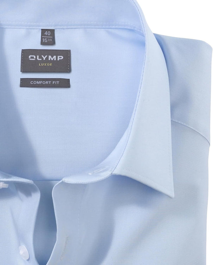 OLYMP Herren Businesshemd Langarm Luxor,Einfarbig,Comfort fit,New Kent 44 Hellblau, 44 Hellblau