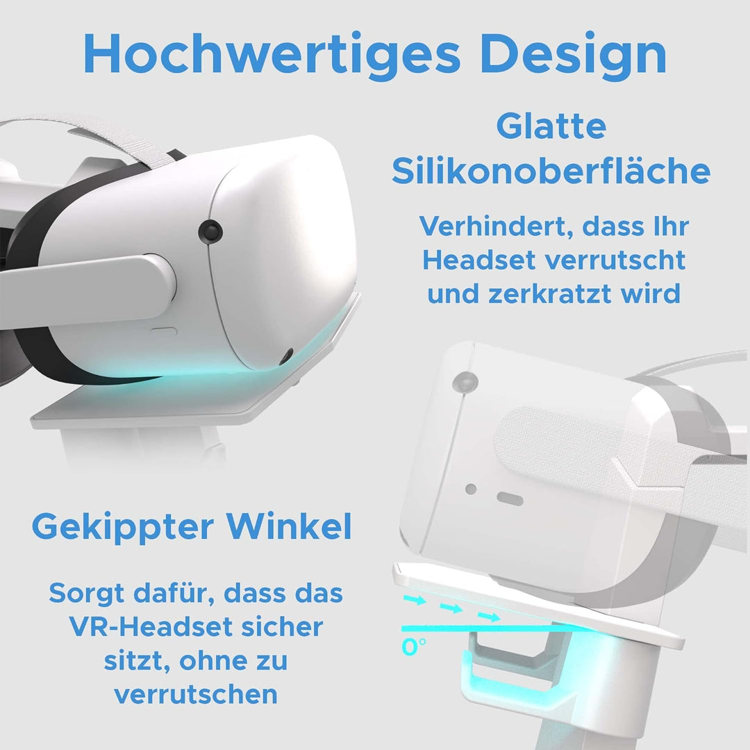 DigiCharge VR Headset Ständer für PS VR 2 PSVR2 Sony Playstation VR2/ Meta Quest 2 / Quest 1 / Rift