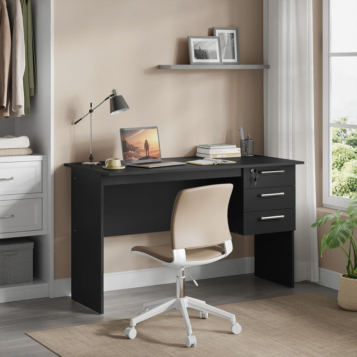 WOLTU® Schreibtisch TS59sz Computertisch Bürotisch Arbeitstisch PC Laptop Tisch, mit 3 Schubladen un
