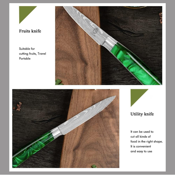 FULLHI Messer Set, 14pcs japanisches Messer Set, Mehrfarbige Premium deutsche Edelstahl Küchenmesser