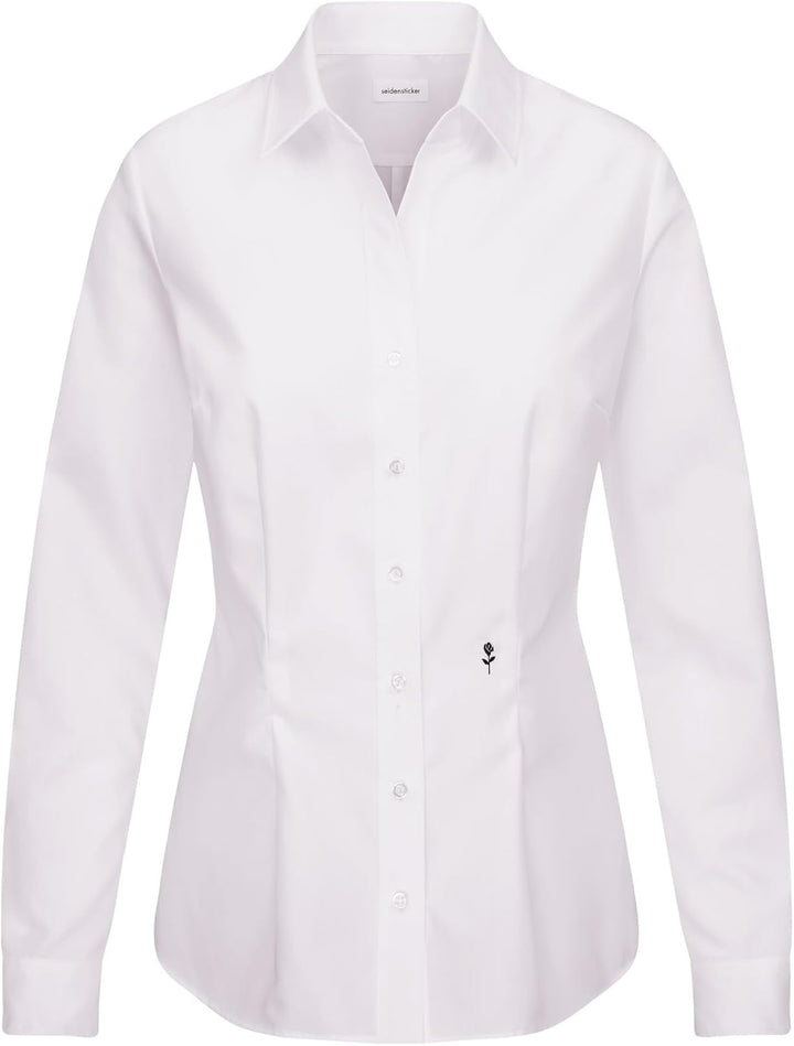 Seidensticker Damen Bluse - City Bluse - Hemdbluse - Slim Fit - Kurzarm - Uni - Stretch 32 Weiss, 32