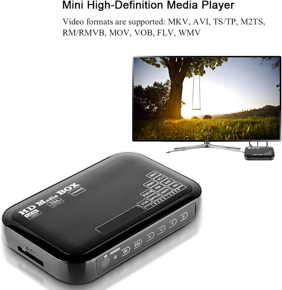 1080P Media Player-Box, Full HD Mini-Box Unterstützung für Video-Media-Player MKV, AVI, TS/TP, M2TS,