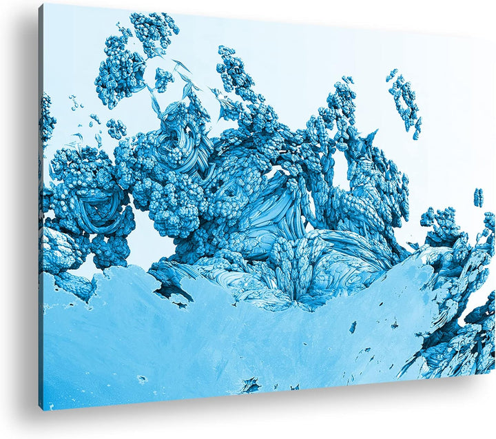 deyoli kunterbuntes Fraktal Format 80x60 Effekt: Monocrome Blau als Leinwandbild, Motiv fertig gerah