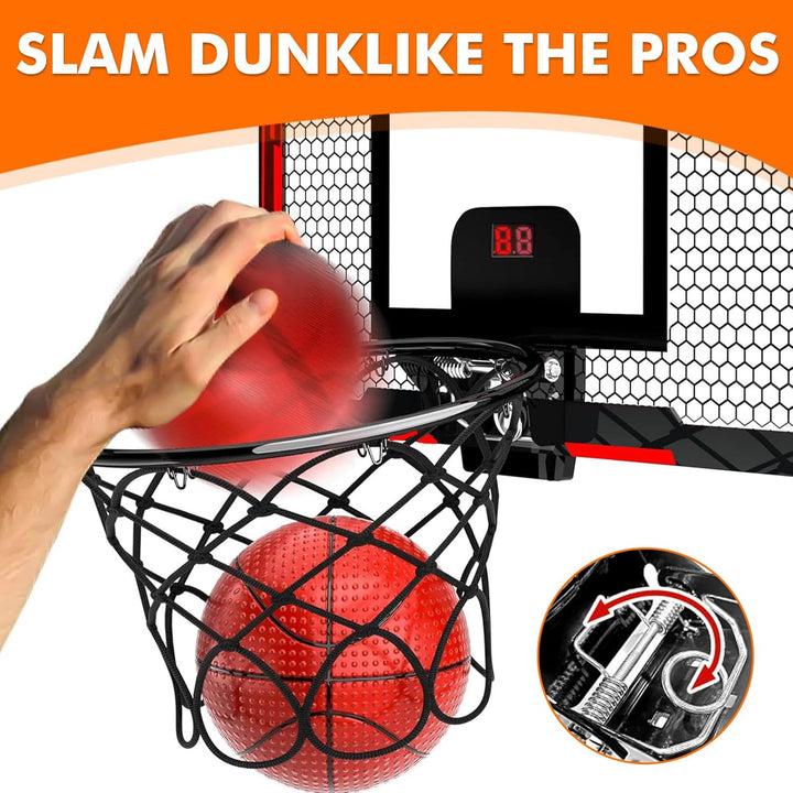 UCAMP Mini Basketballkorb Indoor,Basketballkorb Kinder,mit 4 Ball und 2 Netze u Anzeigetafel,über di