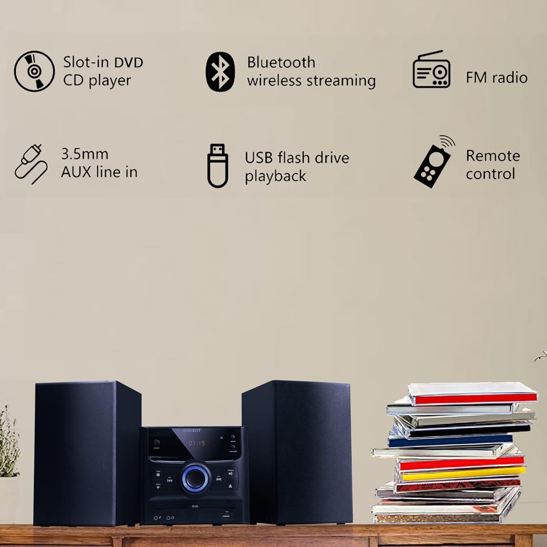 WISCENT HiFi-System Stereo-Systeme mit Bluetooth (CD-Player, DVD-Player, UKW-Radio, USB, AUX-Eingang