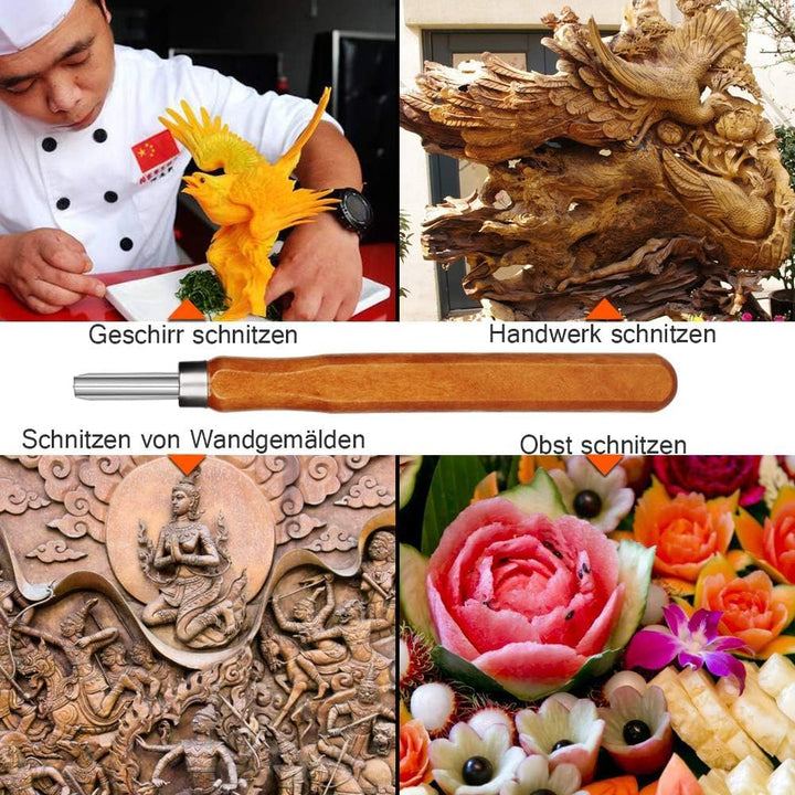 Holz-Schnitzwerkzeug Set - 12 STK Holz Schnitzmesser und ein Schleifsteine für Erwachsene und Kinder