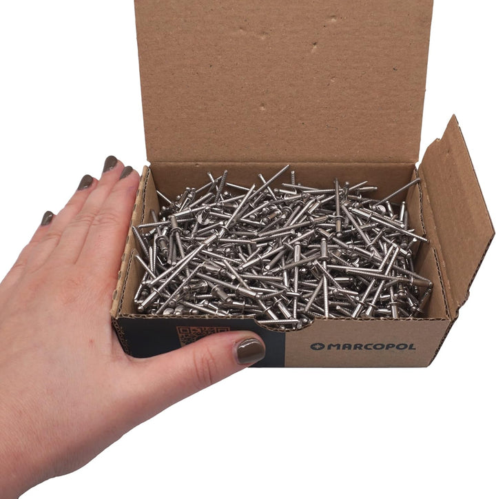 (500 Stück) Edelstahl Blindnieten 3,2 x 8 mm Kuppelkopf Pop Nieten DIN 7337 A2 Niete Nutdorn (500, 3
