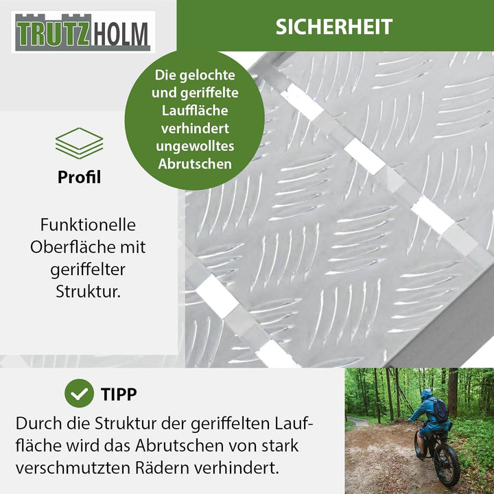 TRUTZHOLM 1 x Auffahrrampe klappbar 226 cm Traglast 680 kg Alu grau Motorradrampe Verladerampe Land