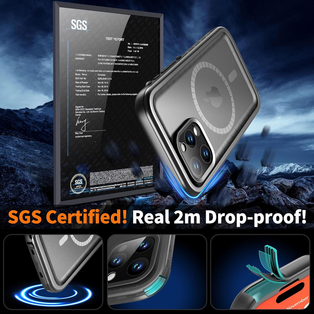 Cozycase Magnetisch Hülle für iPhone 15 Pro wasserdichte 360 Grad Panzerhülle Outdoor [Kompatibel mi