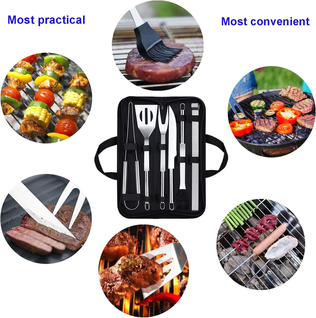 Grillbesteck Set - 13 Stücke Grillzubehör Grillwerkzeug Grillset BBQ Grill Zubehör Grillbesteck Edel