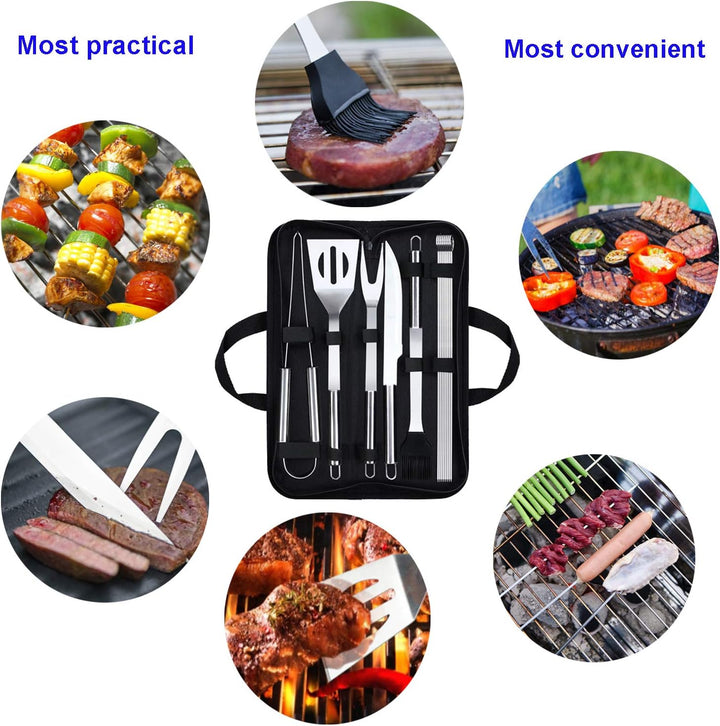 Grillbesteck Set - 13 Stücke Grillzubehör Grillwerkzeug Grillset BBQ Grill Zubehör Grillbesteck Edel