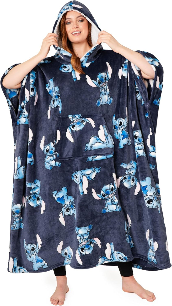 Disney Stitch Kapuzenpullover Damen Oversize Hoodie Decke mit Ärmeln Sherpa Weiche Warme und Komfort