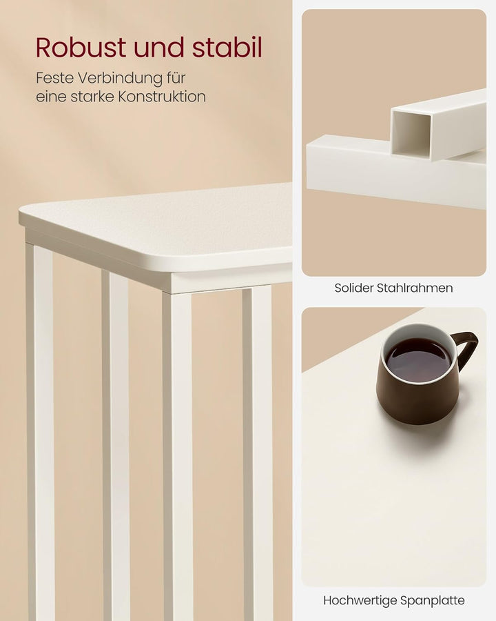 VASAGLE Beistelltisch, Sofatisch mit Rollen, C-Form, mobiler Kaffeetisch, 35 x 50 x 60 cm, Wohnzimme