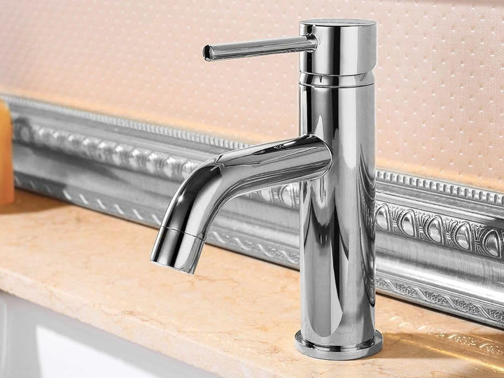 Rea Waschtischarmatur LUNGO CHROME BAS Wasserhahn Bad Badarmatur aus Messing Armatur für Waschbecken