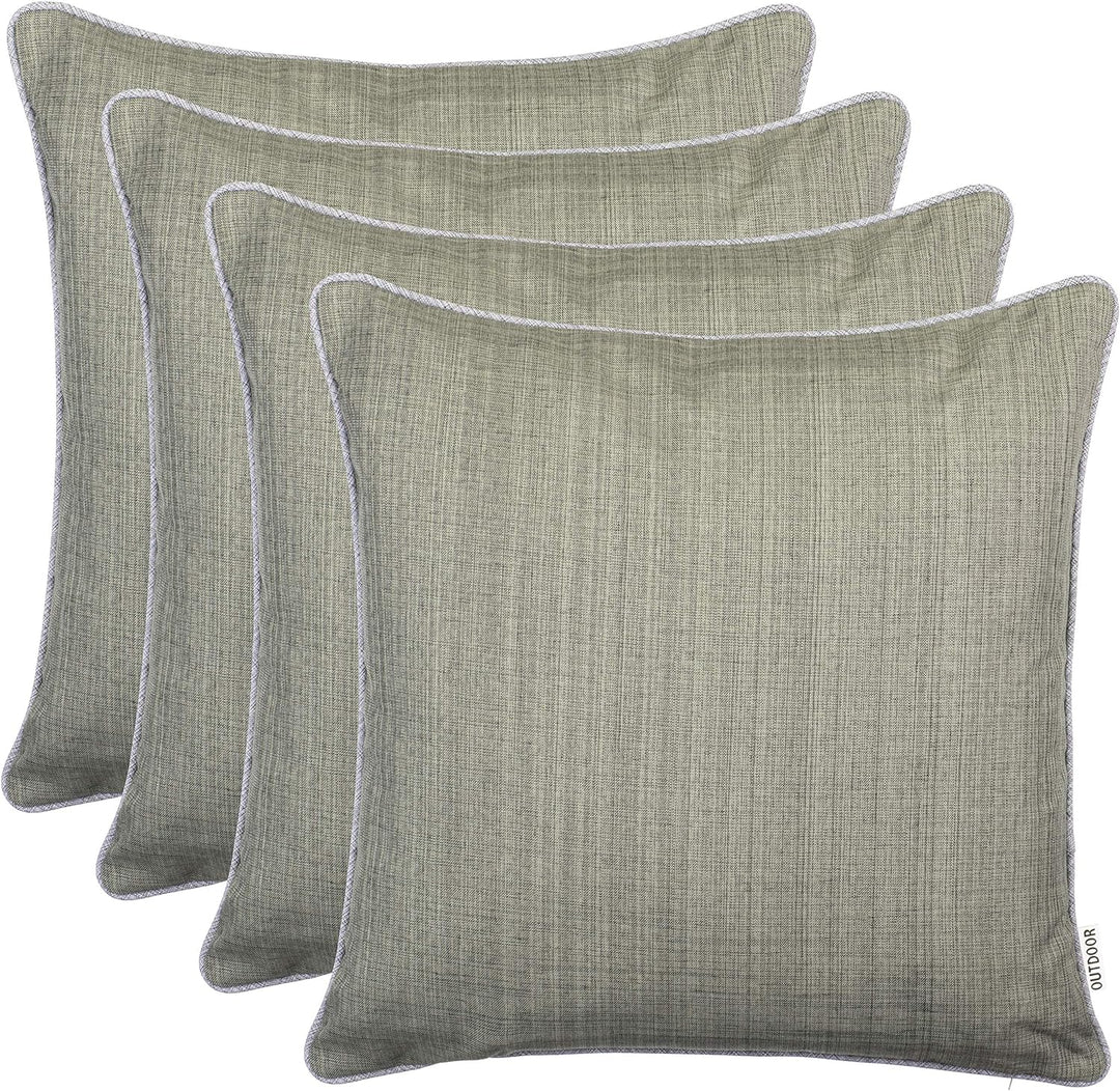 Brandsseller Outdoor Garten Kissen Dekokissen mit Paspel - Leinenoptik Uni Schmutz- und Wasserabweis