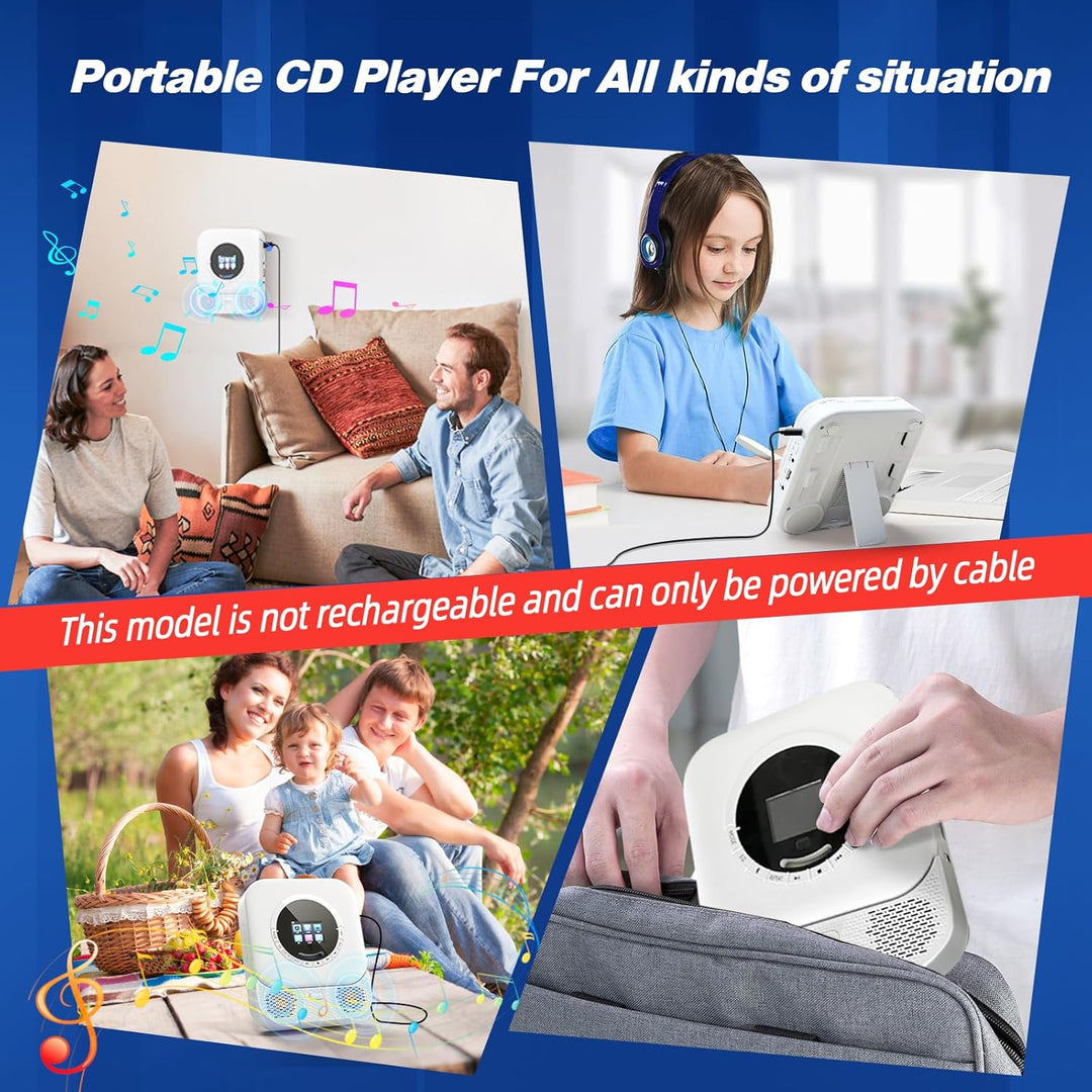 Arafuna Tragbarer CD-Player mit Bluetooth-Empfänger und Sender, tragbarer CD-Player mit HiFi-Lautspr