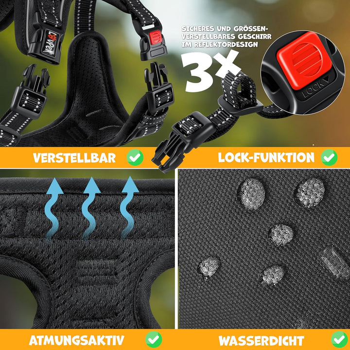 Lovpetยฎ Hundegeschirr ohne Zug & wรผrgen fรผr grosse Hunde atmungsaktiv & weich Brustgeschirr reflekti