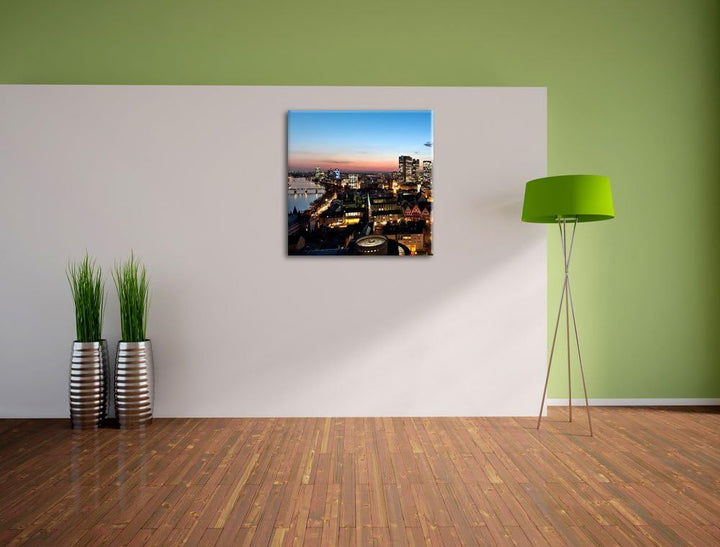 Frankfurt Skyline, Format: 70x70 auf Leinwand, XXL riesige Bilder fertig gerahmt mit Keilrahmen, Kun