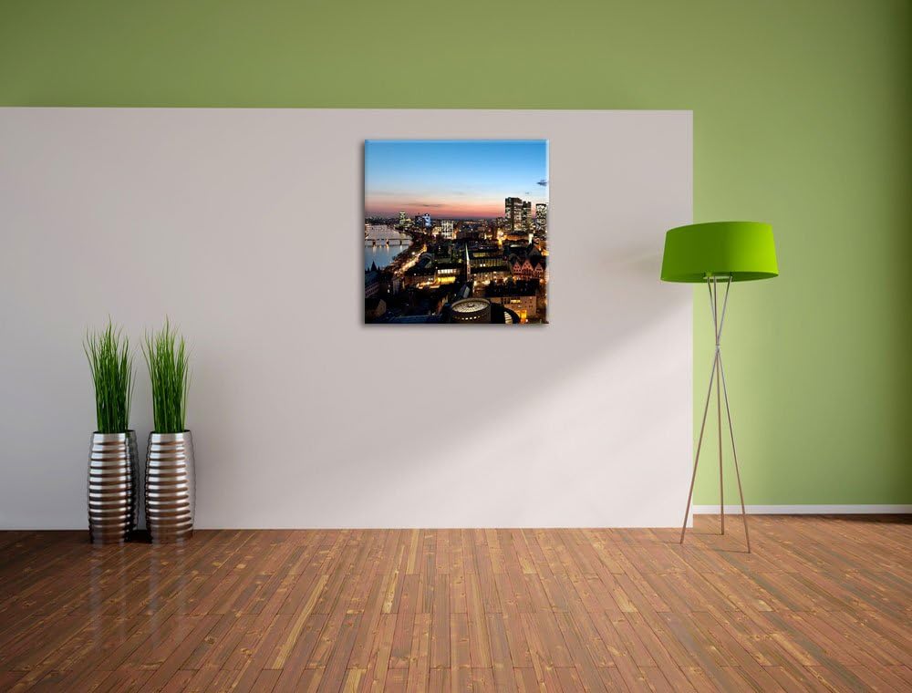 Frankfurt Skyline, Format: 70x70 auf Leinwand, XXL riesige Bilder fertig gerahmt mit Keilrahmen, Kun