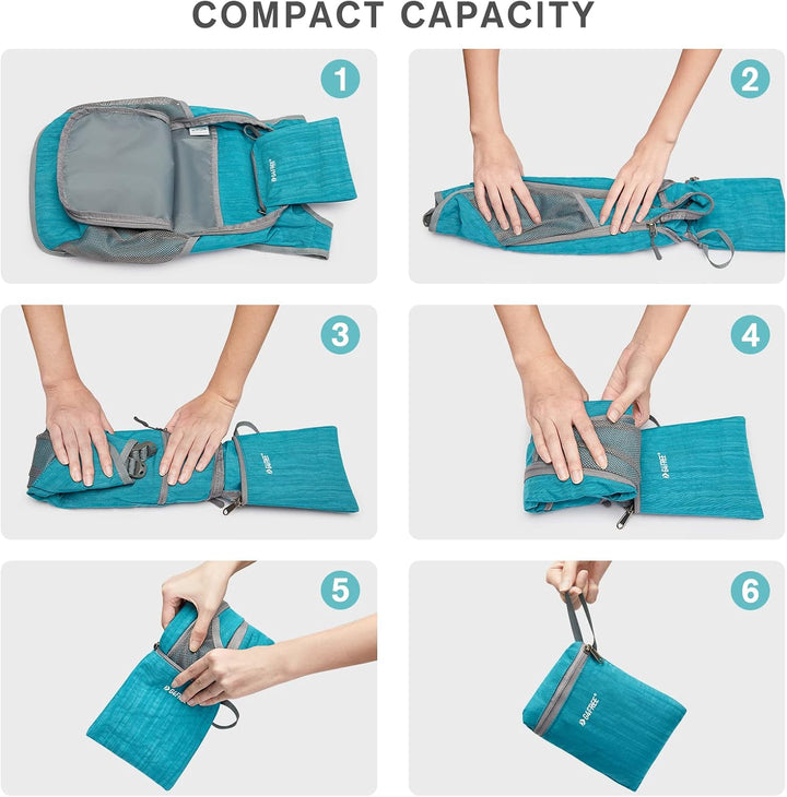 Kleiner Rucksack 10/15/20L Faltbarer Leichter Wanderrucksack Damen Herren, 10Liters