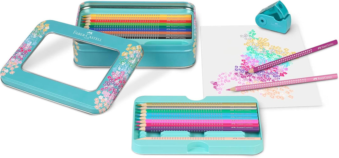 FABER-CASTELL 201641 - Geschenkset Sparkle, 20 Buntstifte und eine Sleeve Spitzdose Mini Bunt 1 stüc