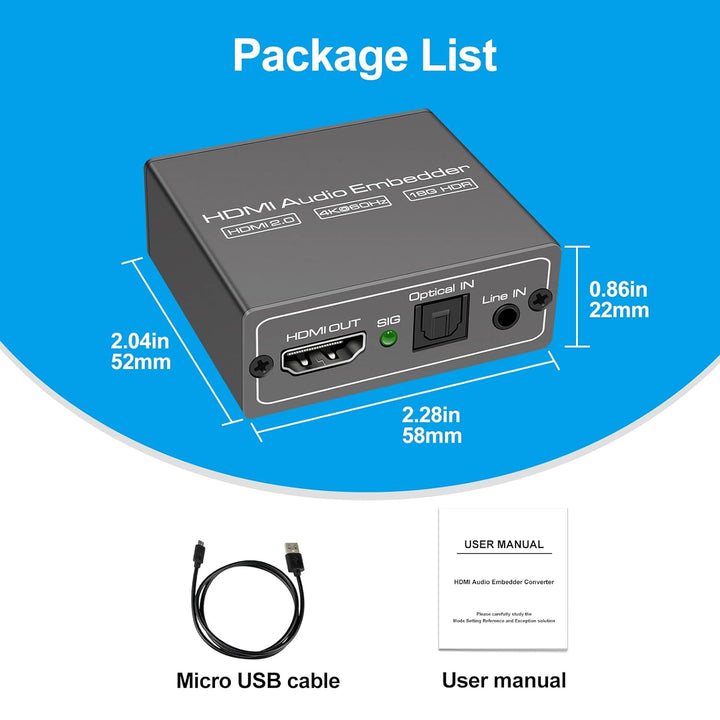 HDMI Audio Embedder Inserter Digital Analog Audio + DVI zu HDMI Unterstützung TOSLINK Optical 3.5mm