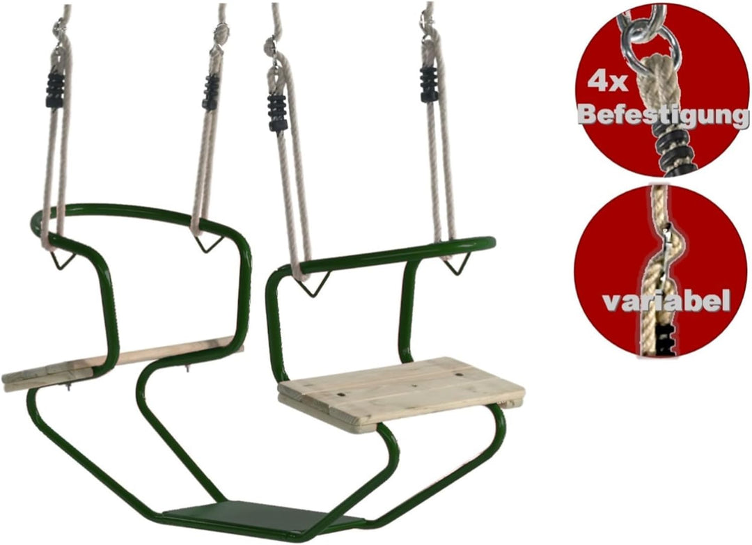 Loggyland Doppelschaukel Schiffsschaukel Schaukel für 2 Kinder (grün), Grün