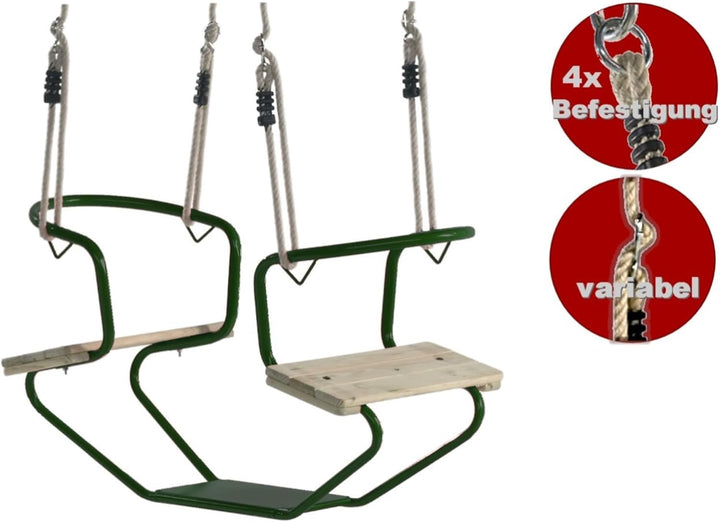 Loggyland Doppelschaukel Schiffsschaukel Schaukel für 2 Kinder (grün), Grün