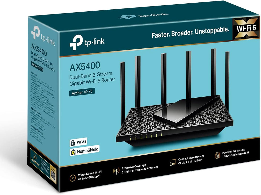 TP-Link Archer AX73 Wi-Fi 6 Gigabit WLAN Router, dual band (4804 Mbit/s 5 GHz, 574 Mbit/s 2,4 GHz, 4