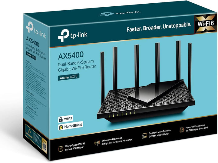TP-Link Archer AX73 Wi-Fi 6 Gigabit WLAN Router, dual band (4804 Mbit/s 5 GHz, 574 Mbit/s 2,4 GHz, 4