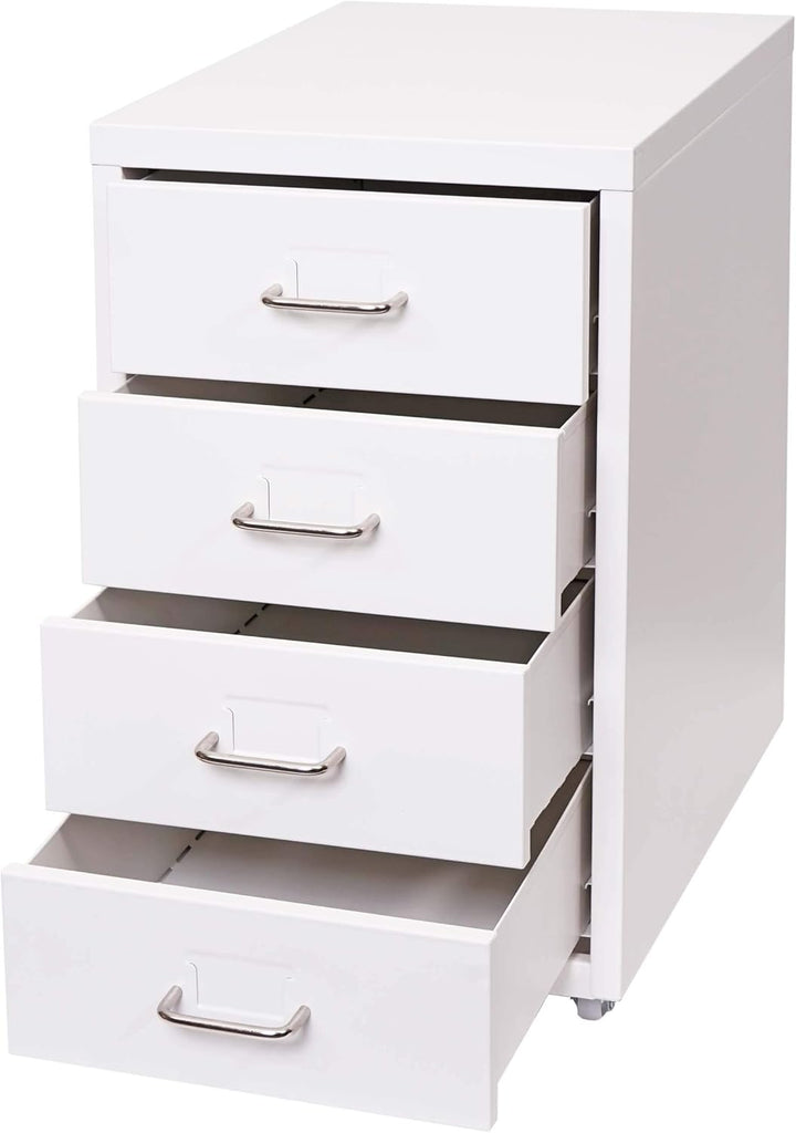Mendler Rollcontainer Boston T851, Schubladenschrank Stahlschrank Büroschrank, 48x28x41cm 4 Schublad