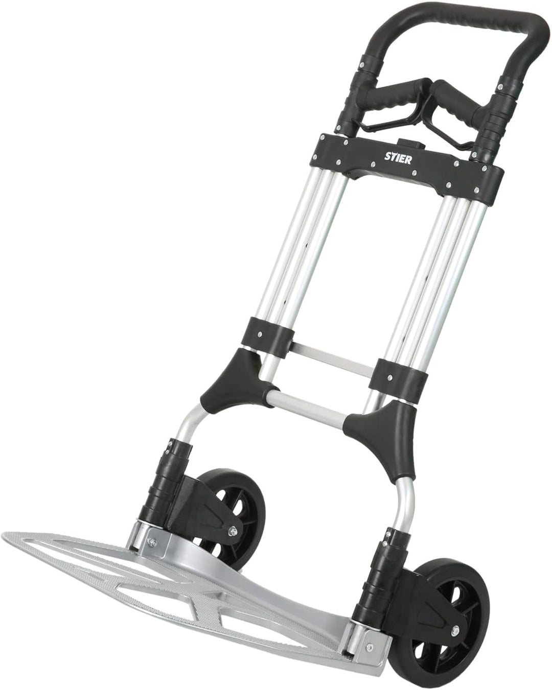 STIER Sackkarre Premium klappbar, Aluminium Transportkarre, Belastbarkeit bis 200kg, Stapelkarre zum