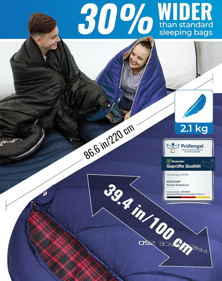 KingCamp XXL Schlafsack Campingschlafsack 3 Jahreszeiten Übergrösse für Erwachsene Outdoor Rucksackr
