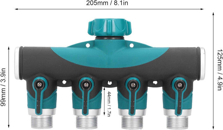 Oumefar Benutzerfreundlicher 4-Wege-Gartenschlauchverteiler , Schlauchverteiler für Gartenmetallvent