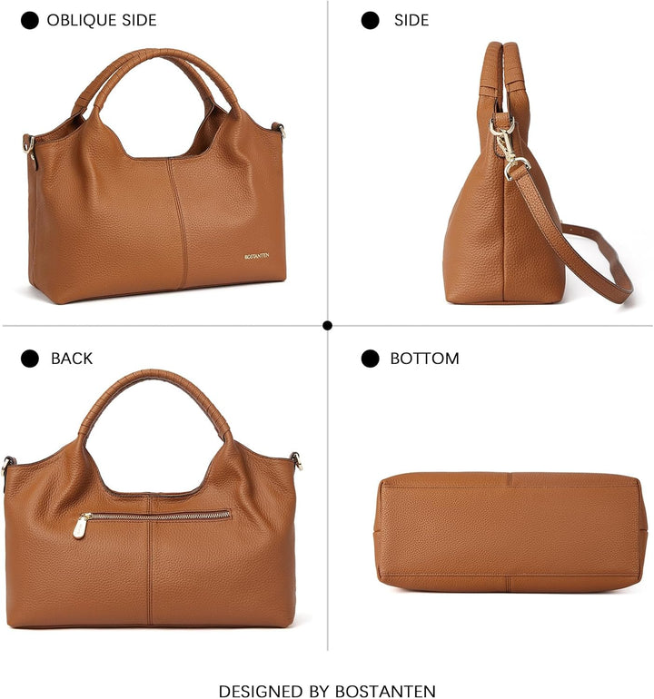 BOSTANTEN Damen Weiches Leder Handtaschen Gross Schultertasche Designer Frauen ledertaschen 2411-bra