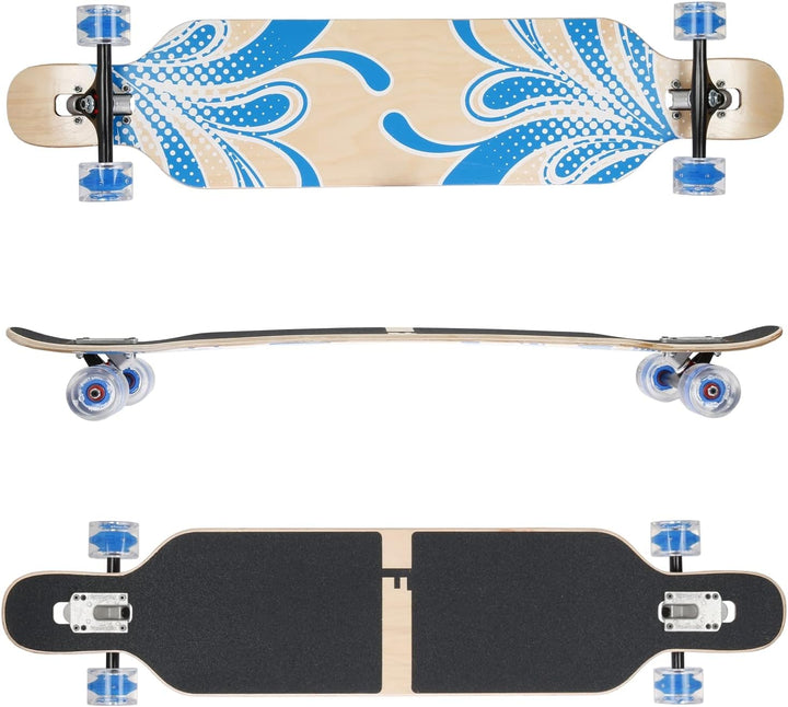 FunTomia Longboard mit 3 Flex Stufen Drop Through Cruiser Komplettboard Mach1 Speed Kugellager T-Too