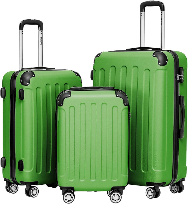 BEIBYE Hartschalen-Koffer Trolley Rollkoffer Reisekoffer Handgepäck 4 Rollen (M-L-XL-Set) (Olive, Se